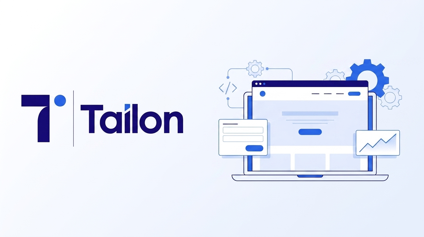 Linus Wörndle, Gründer von Tailon, vor Laptop mit geöffneter Landingpage